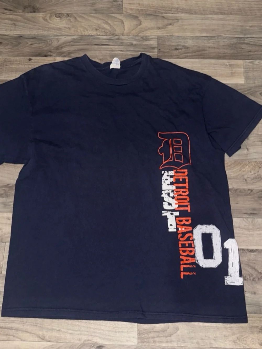 Delta Navy Detroit Baseball Graphic Tee with Red & White Accents